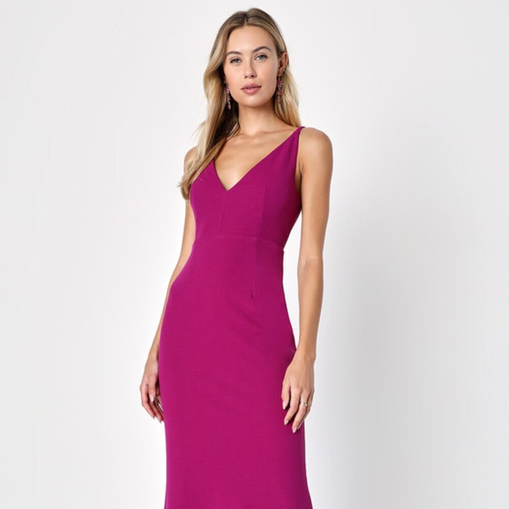 Lulus Melora Magenta Sleeveless Maxi Dress - NEW